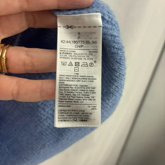 Gap women’s small Waffle-Knit Mockneck Sweater Blue Soft Cozy boxy pullover - Picture 9 of 11